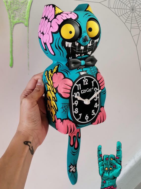 Blue Zombie Kit-cat Klock© Custom Clock - Original Art Custom