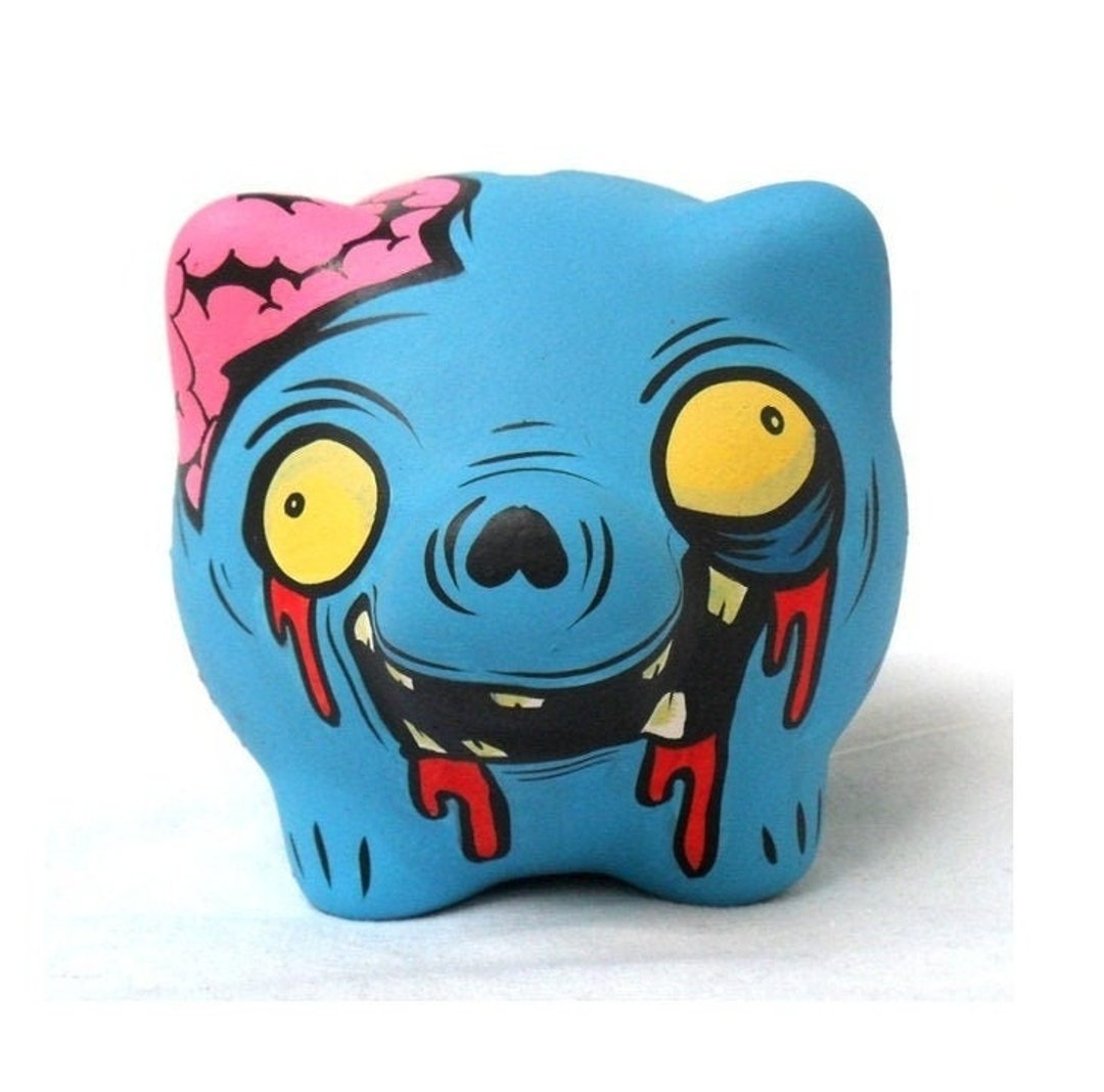 Zombie Piggy Bank - Horror Creepy Monsters Kids Cute Brains Blue