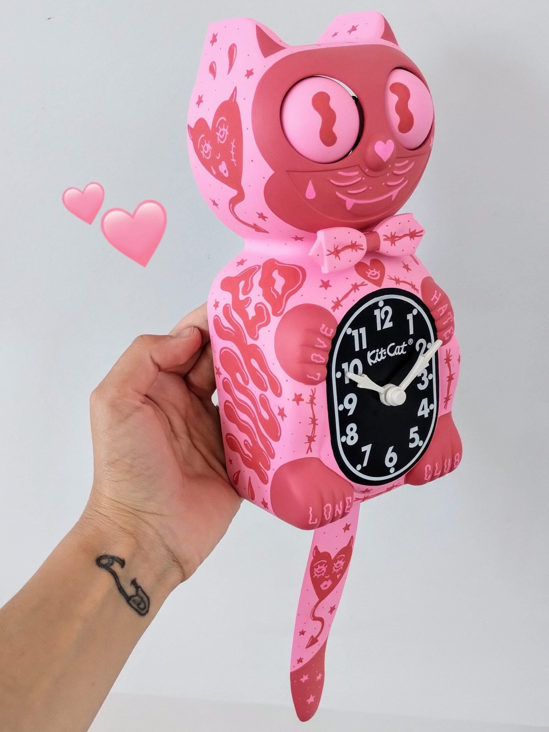 Wicked Love Kit-cat Klock© Custom Clock - Cute Pink Devil Demon