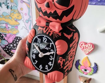 Halloween Orange Kit-cat Klock© Custom Clock - Original Art Custom