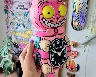Pink Cheshire Cat Kit-cat Klock© Custom Clock - Original Art