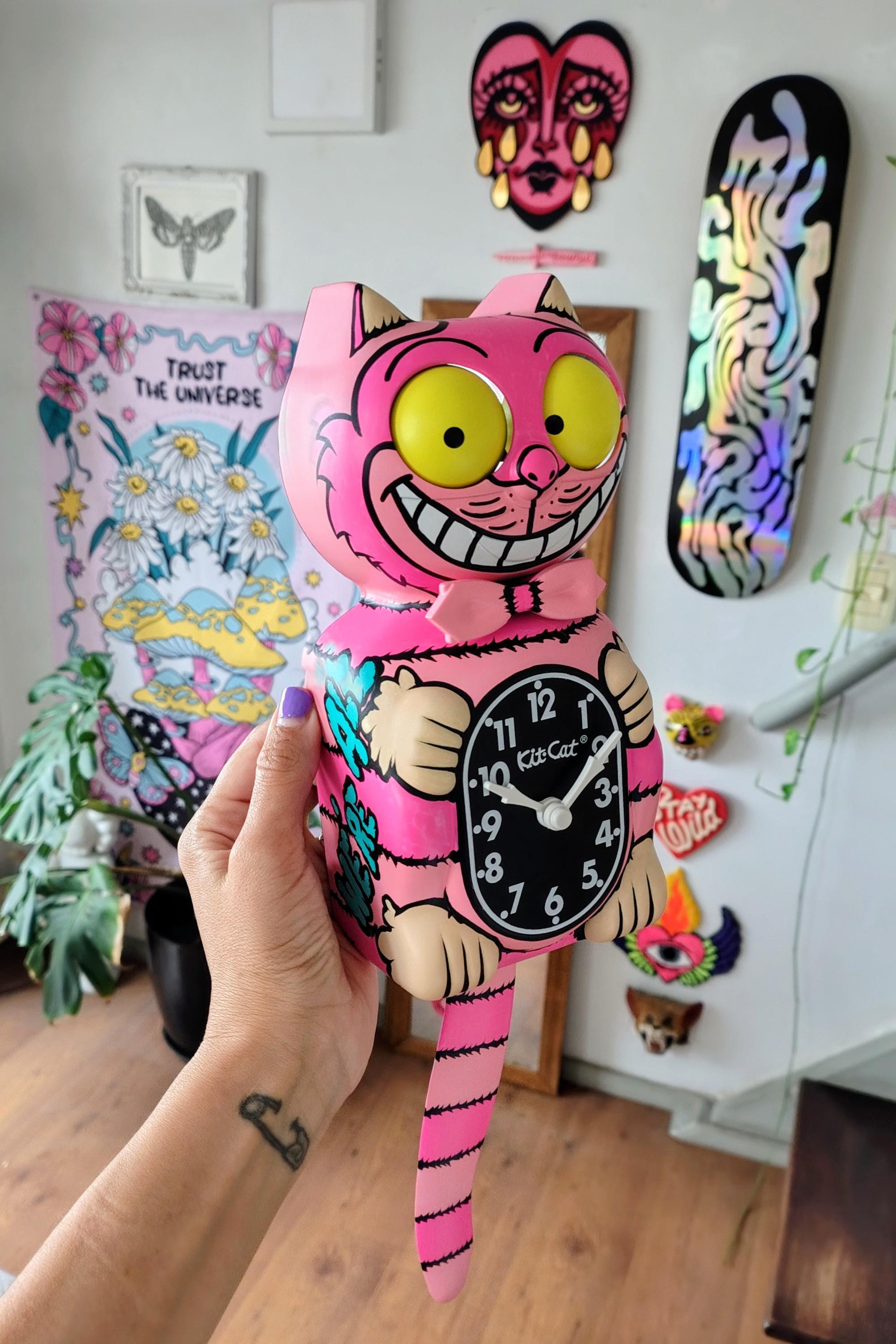 Pink Cheshire Cat Kit-cat Klock© Custom Clock - Original Art