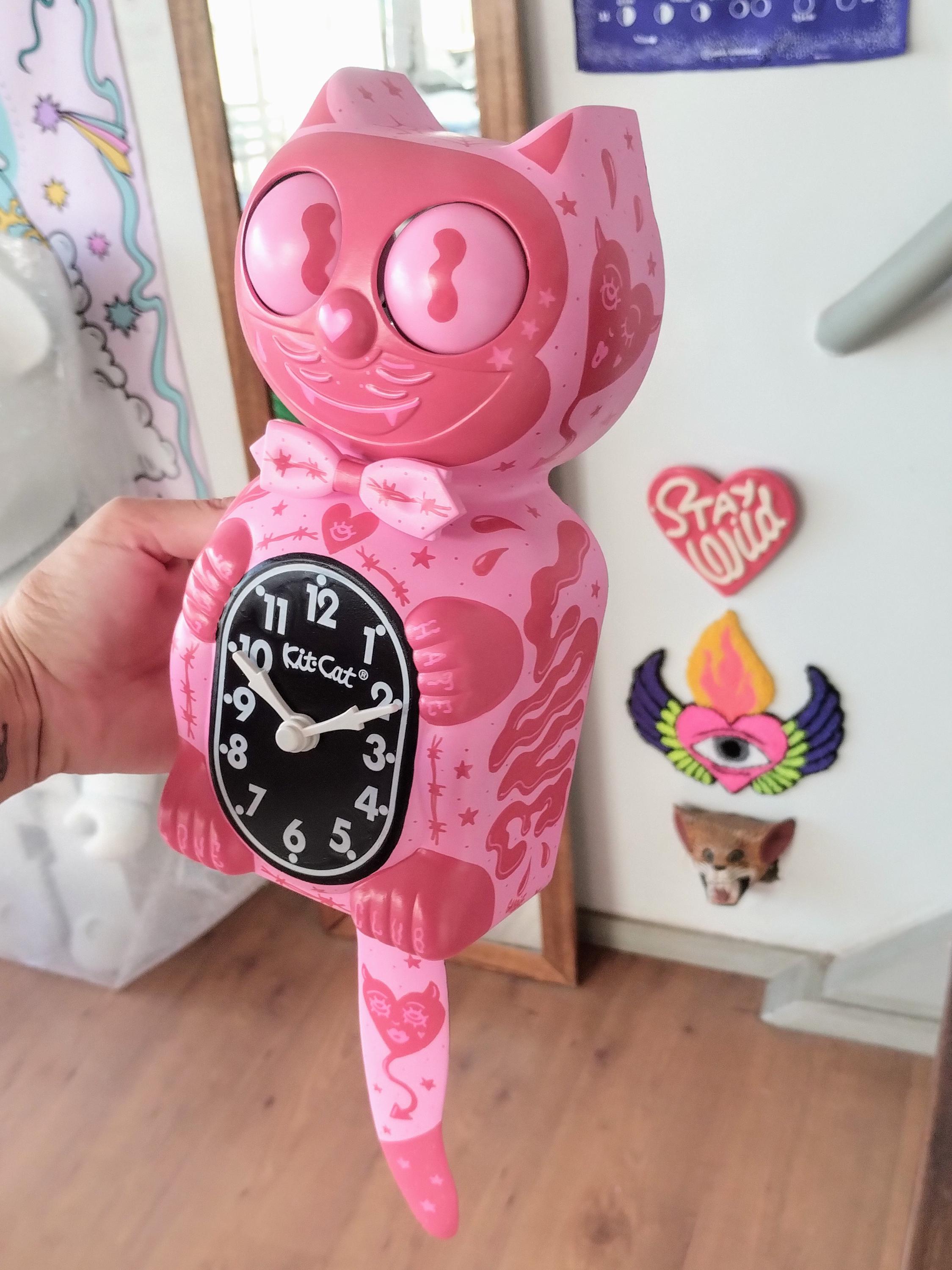 Wicked Love Kit-cat Klock© Custom Clock - Cute Pink Devil Demon