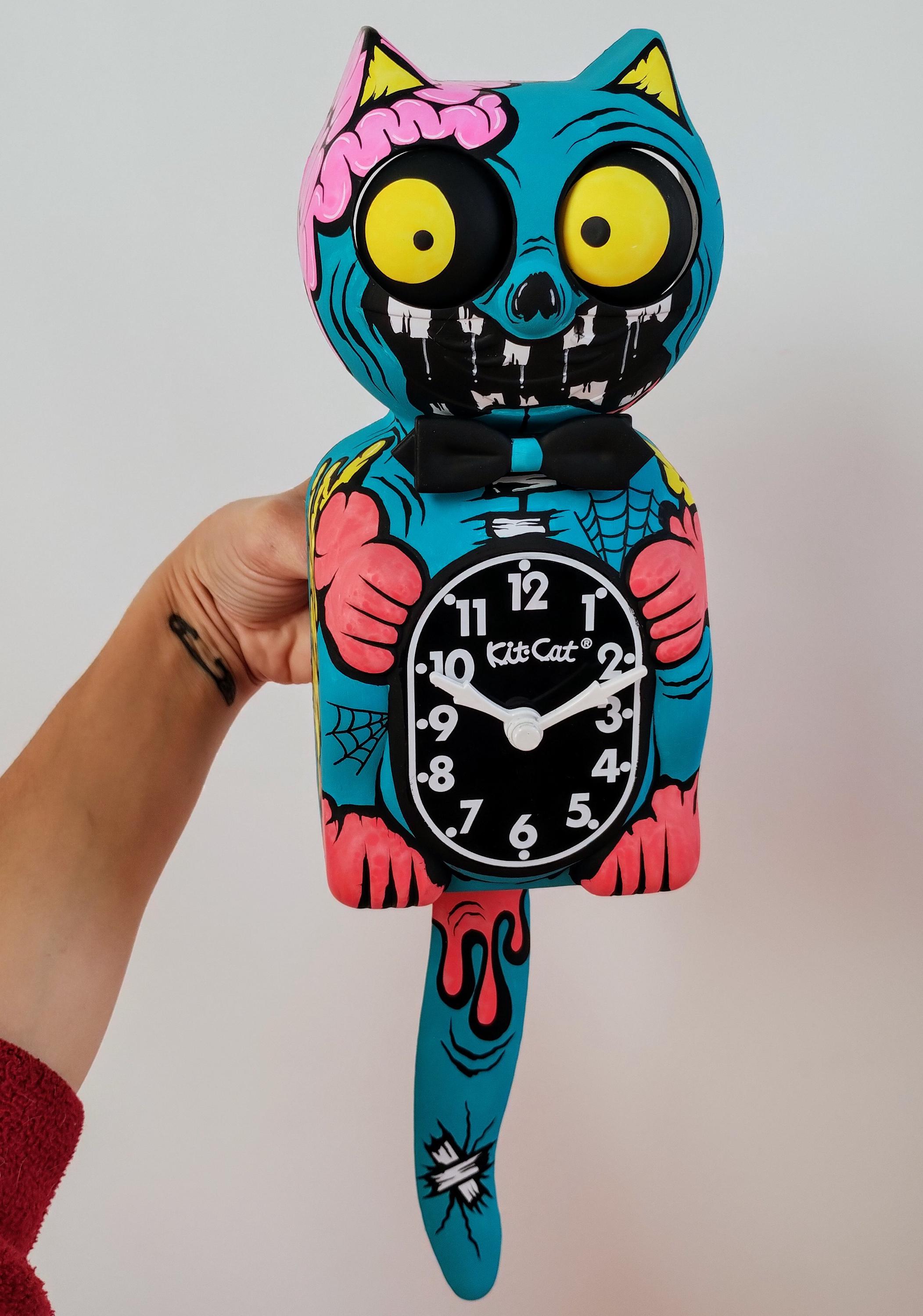 Blue Zombie Kit-cat Klock© Custom Clock - Original Art Custom