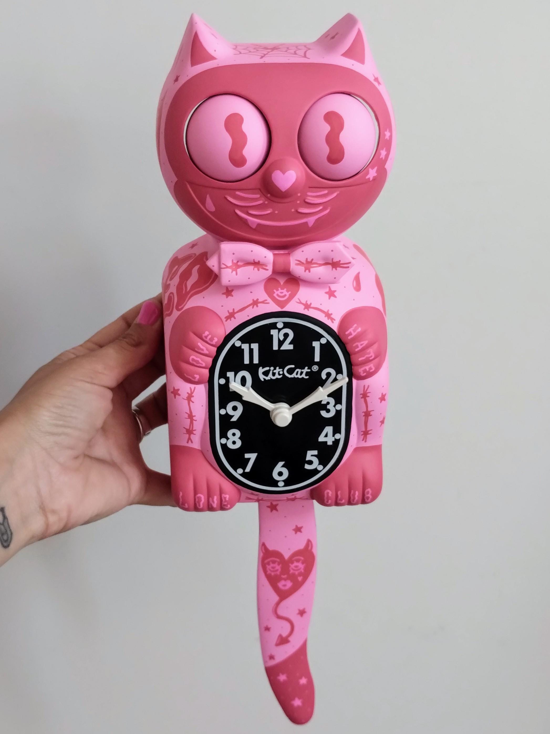 Wicked Love Kit-cat Klock© Custom Clock - Cute Pink Devil Demon