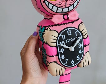Pink Cheshire Cat Kit-cat Klock© Custom Clock - Original Art