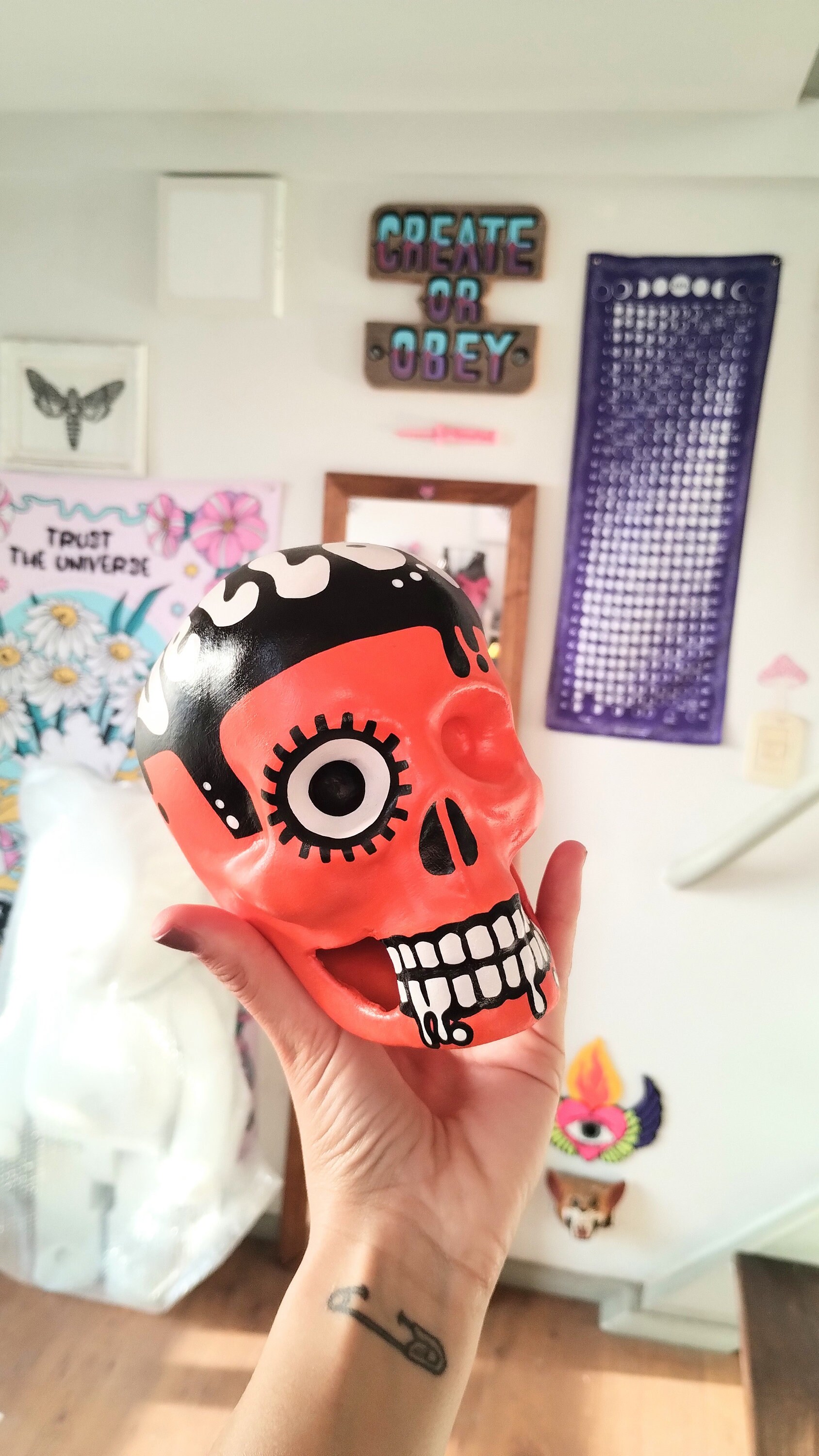 A Clockwork Orange Ceramic Skull Moloko Vellocet - Original Art 