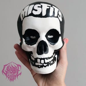 Misfits Ceramic Skull Punk Rock - Original Art Custom Painted - One of a kind!