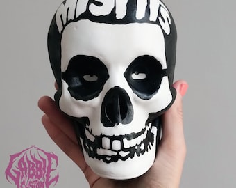 Misfits Ceramic Skull Punk Rock - Original Art Custom Painted