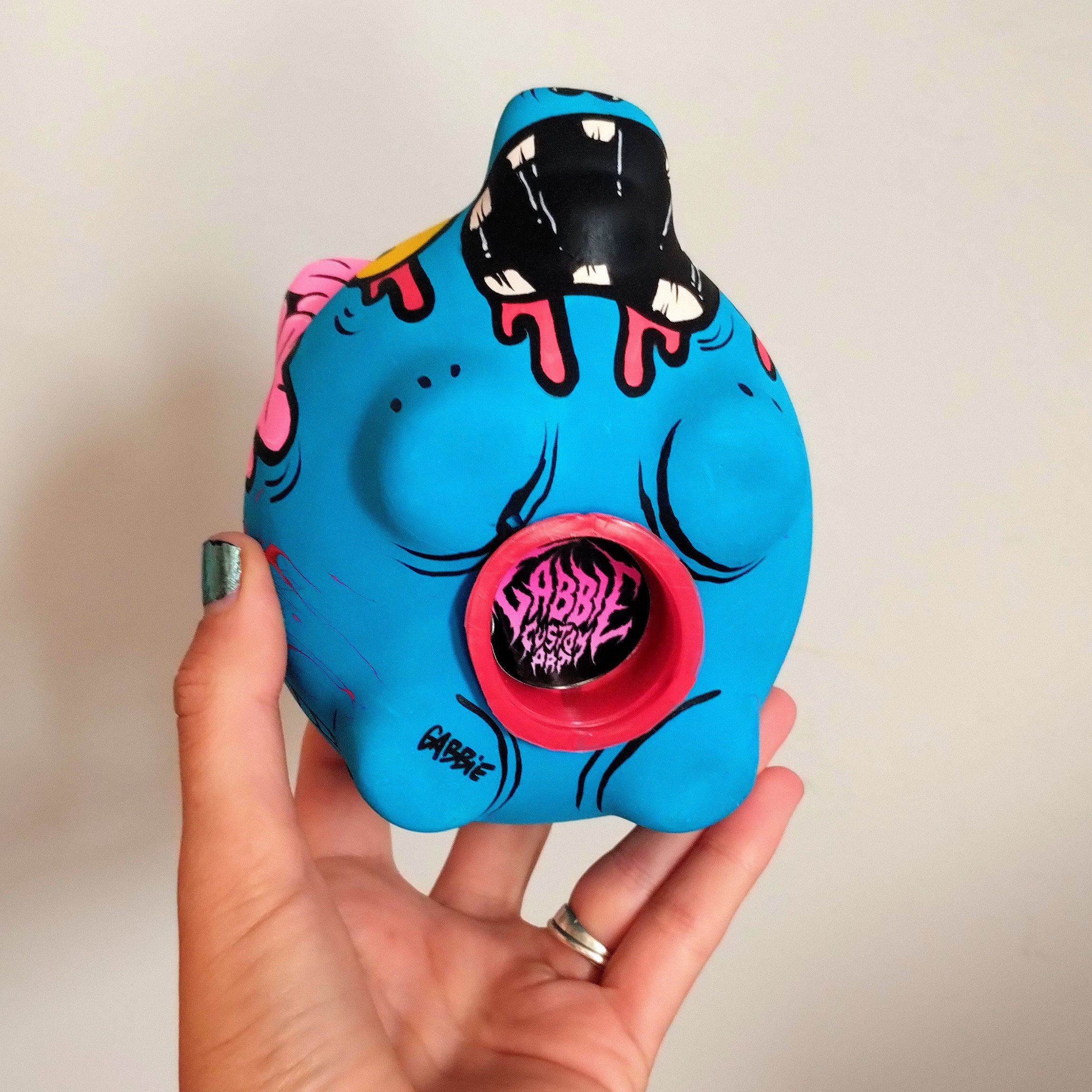 Zombie Piggy Bank - Horror Creepy Monsters Kids Cute Brains Blue