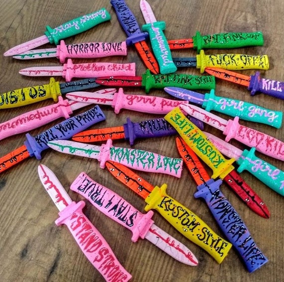 Retractable Plastic Daggers Knives Toys Original Art Custom Etsy