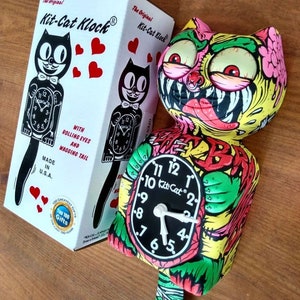 Kit-Cat Klock© Custom Clock Original Art Custom Painted Zombie Kitty Cat Creepy Horror Monster Original Gift x Gabbie One of a kind 画像 2