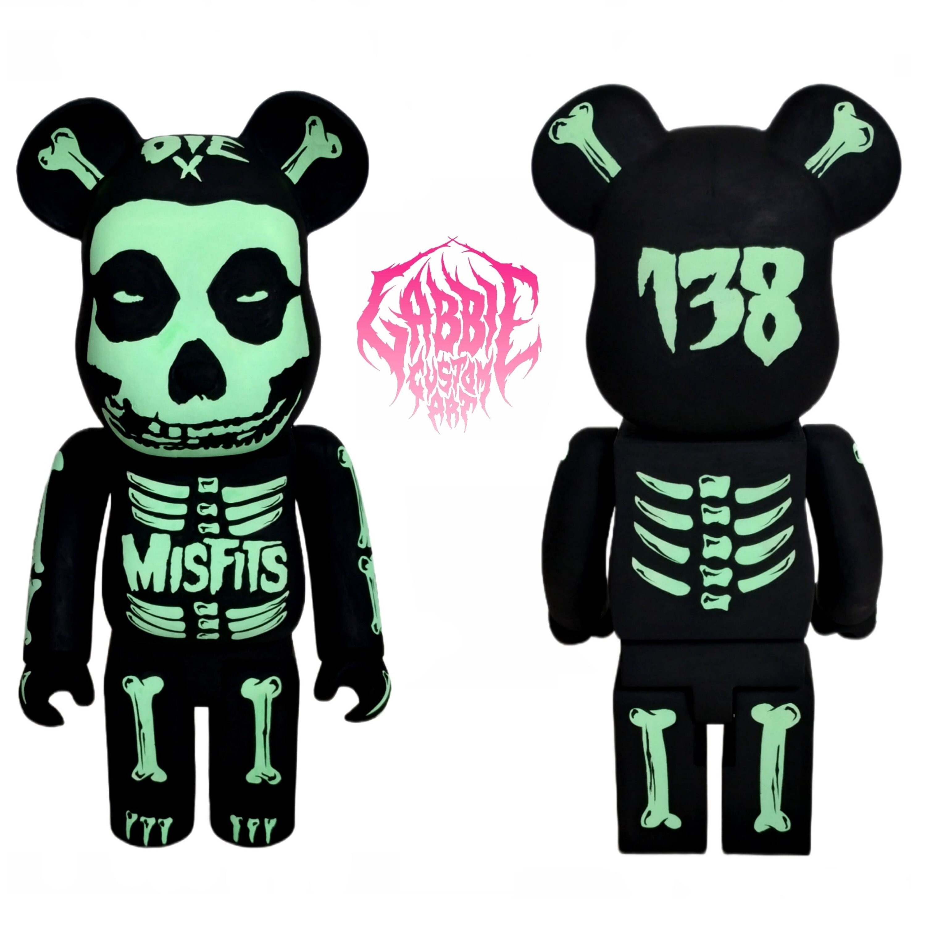 Misfits Bear Brick Custom Art Toy Hand Painted X Gabbie We 