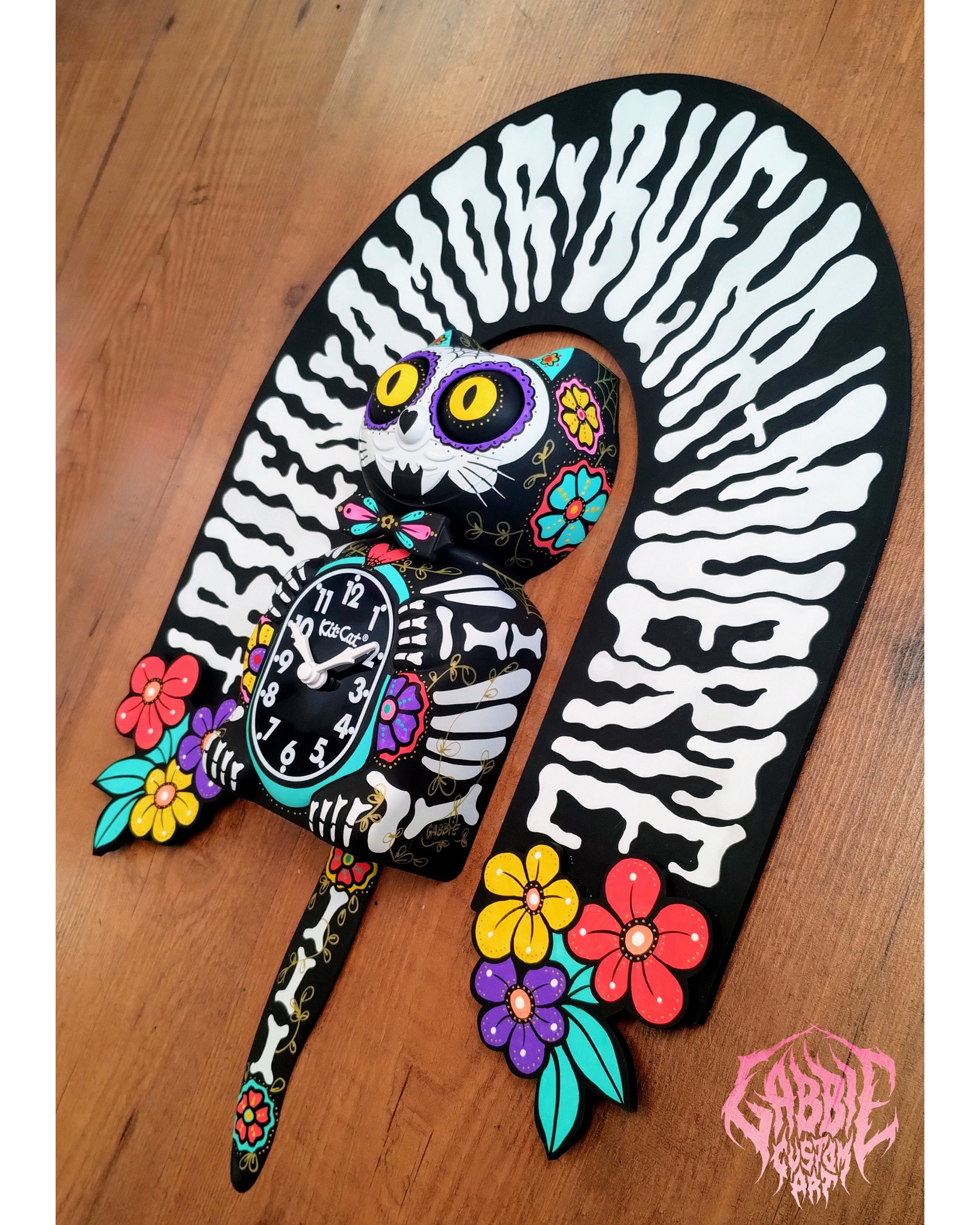 Day of the Dead Mexican Sugar Skull Kit-cat Klock Custom Clock