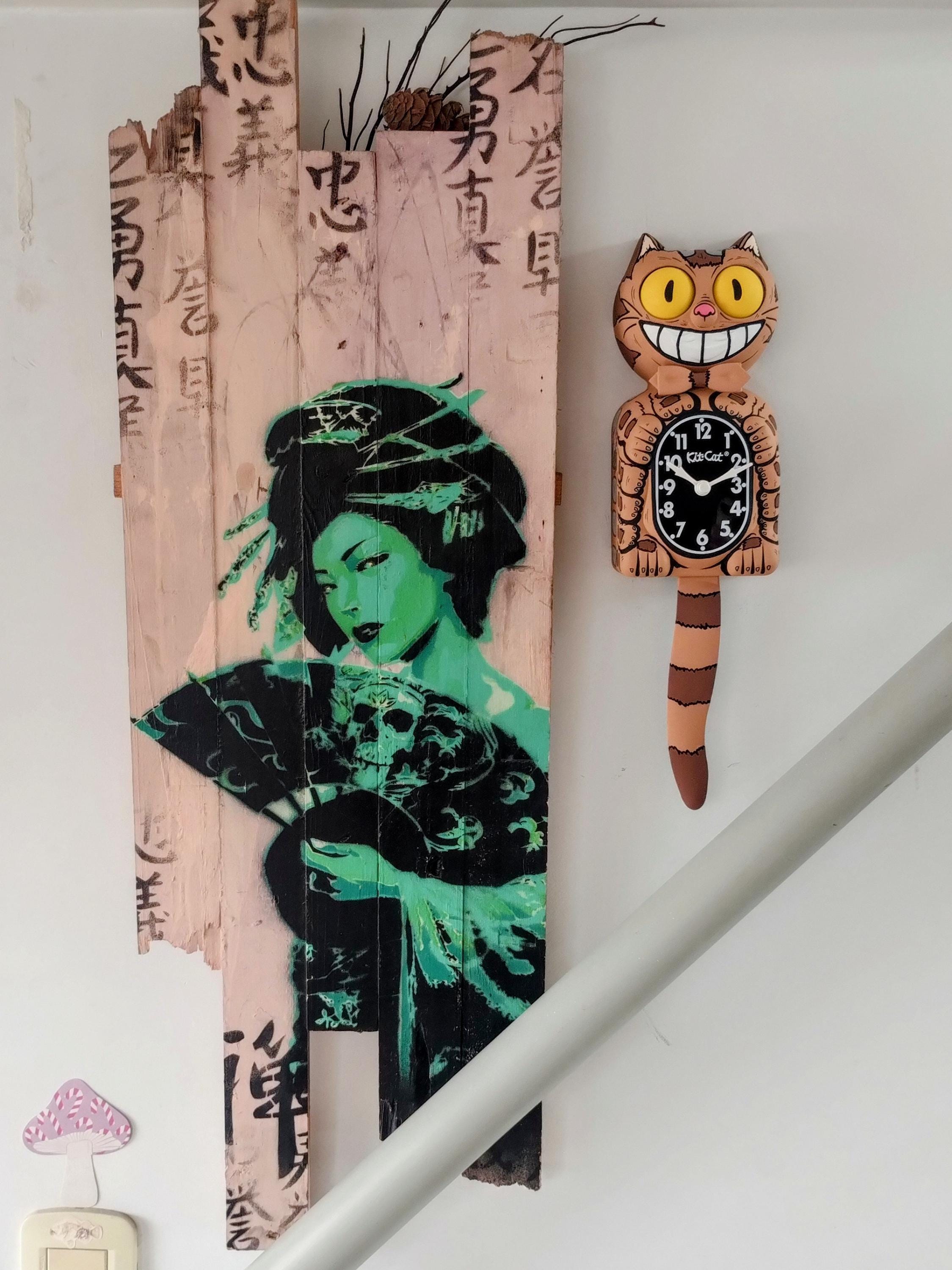 ねこぼーろ graffiti Clock Tiger Derpy Clock graffiti ねこぼーろ Kit-cat Custom Art Original