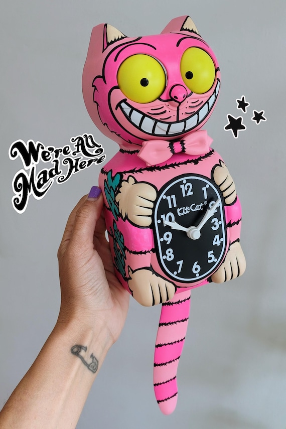 Pink Cheshire Cat Kit-cat Klock© Custom Clock - Original Art