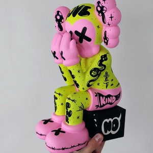 Custom Passing Through Art Toy Articulated - Pop Neon Colors Hype Tattoos - Original Art Hand Painted - x Gabbie - Collectible One of a kind