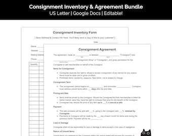 Consignment Agreement & Inventory Tracker: Reseller Forms (Google Docs)