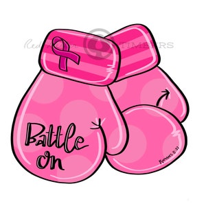 TEMPLATE- Breast Cancer Awareness Pink Boxing Gloves Battle On Door Hanger Template