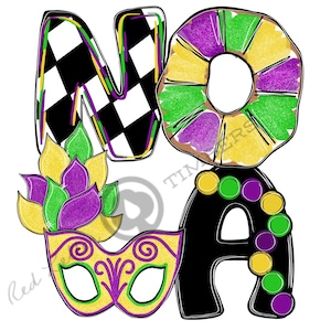 TEMPLATE- NOLA New Orleans Louisiana Mardi Gras Mask and King Cake Door Hanger Template