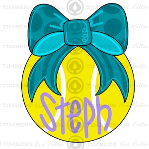 TEMPLATE- tennis ball with bow door hanger template, Christmas ornament template