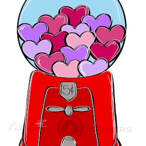 TEMPLATE- Love Valentines Day Heart Bubblegum Machine Door Hanger Template
