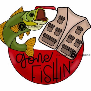 TEMPLATE- Fishing; gone fishin&#39;, lake life door hanger template