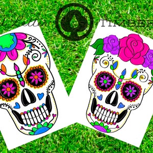 2 TEMPLATES- Sugar Skull Door Hanger Template SET, Day of the Dead, Dia de los Muertos