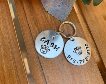 Hand Stamped Pet ID Tag: Custom Aluminum Dog Cat Collar Tag