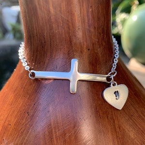Perle Kreuz Herz Armband Taufe Konfirmation Baptism Christlich Geschenk