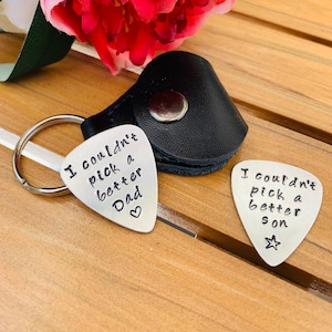 Guitar Pick with leather case, keyring, Personalized Engraved Guitar Pick - Gift for Husband, Dad gift, Boyfriend, Gift, guitar lover gift