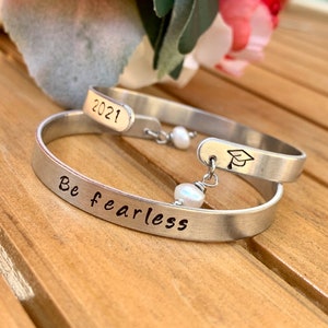 Personalized Graduation Bracelet: Hand Stamped Aluminum Name Bangle