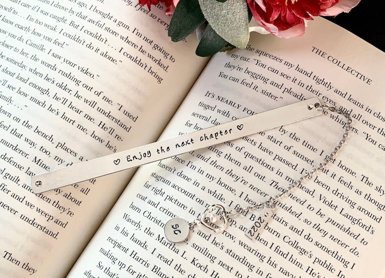 Personalized metal Bookmark Retirement Gift For Women, Enjoy The Next Chapter Graduation Gift, gift for new mom, grandma gift, bookish gift image 2