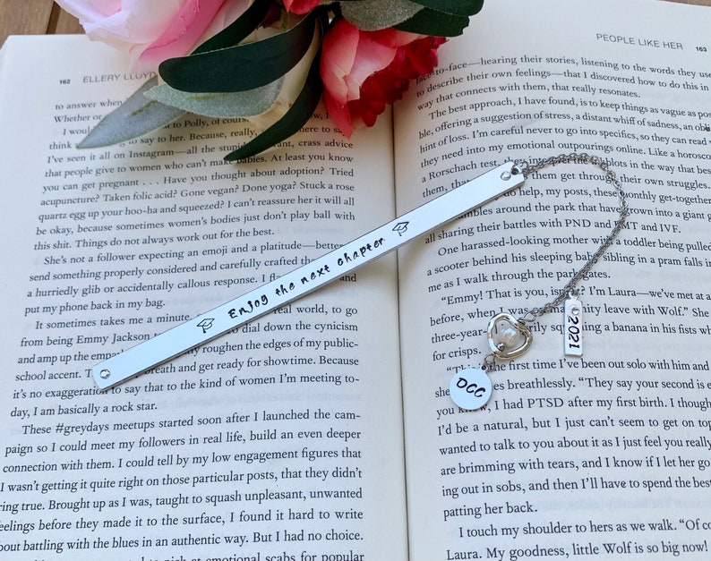 Personalized metal Bookmark Retirement Gift For Women, Enjoy The Next Chapter Graduation Gift, gift for new mom, grandma gift, bookish gift image 5