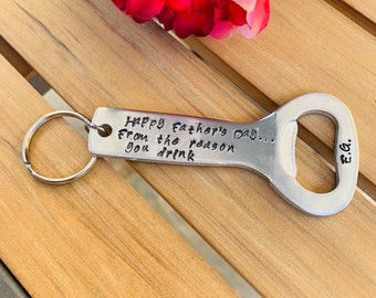 Personalized bottle opener key ring, Father's Day gift, beer lover gift, grandpa gift, custom bottle opener keychain, gift for dad