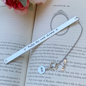 Personalized metal Bookmark, Retirement Gift For Women, Enjoy The Next Chapter, Graduation, wedding bookmark. image 2