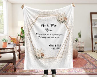Personalized Wedding Anniversary Fleece Blanket: Custom Couple Gift