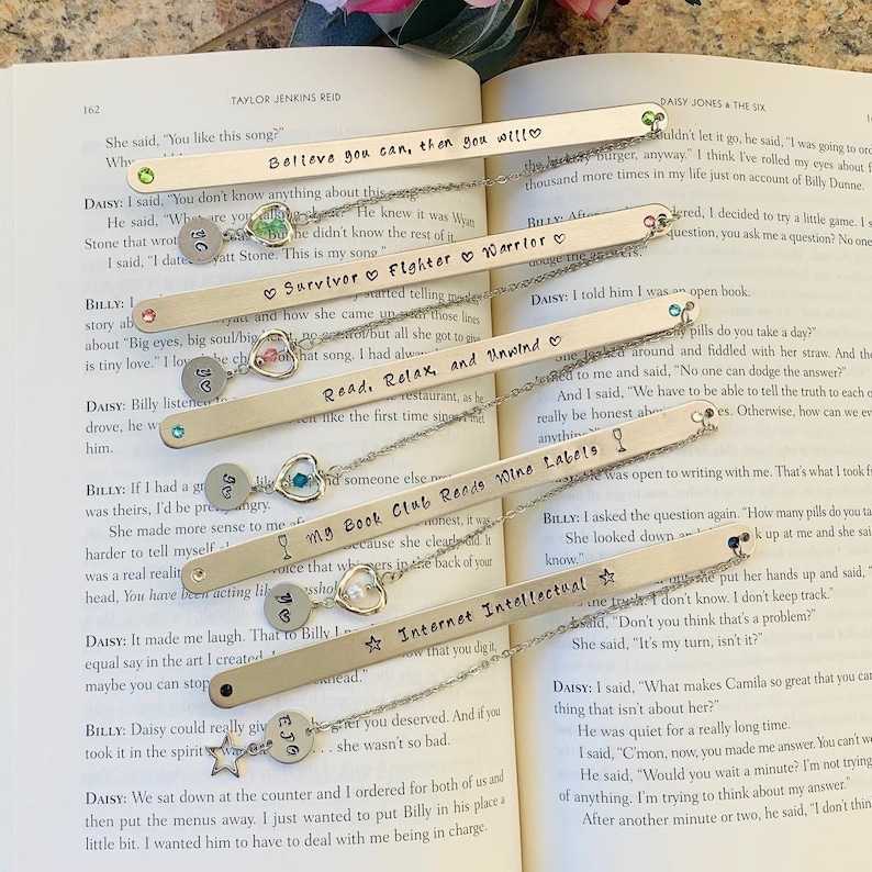 Personalized metal Bookmark, Retirement Gift For Women, Enjoy The Next Chapter, Graduation, wedding bookmark. image 4