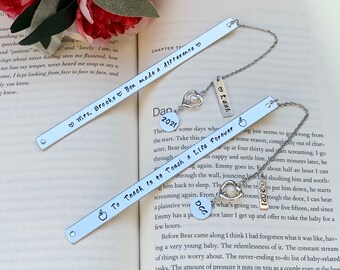 Personalized Teacher Bookmark: Aluminum, Custom Quote