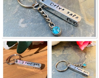 Drive Safe I Love You Keychain, Couple gift, Husband Gift, Sweet 16 Gift, Dad Gift, Initials Keychain, New Car Gift, trucker gift