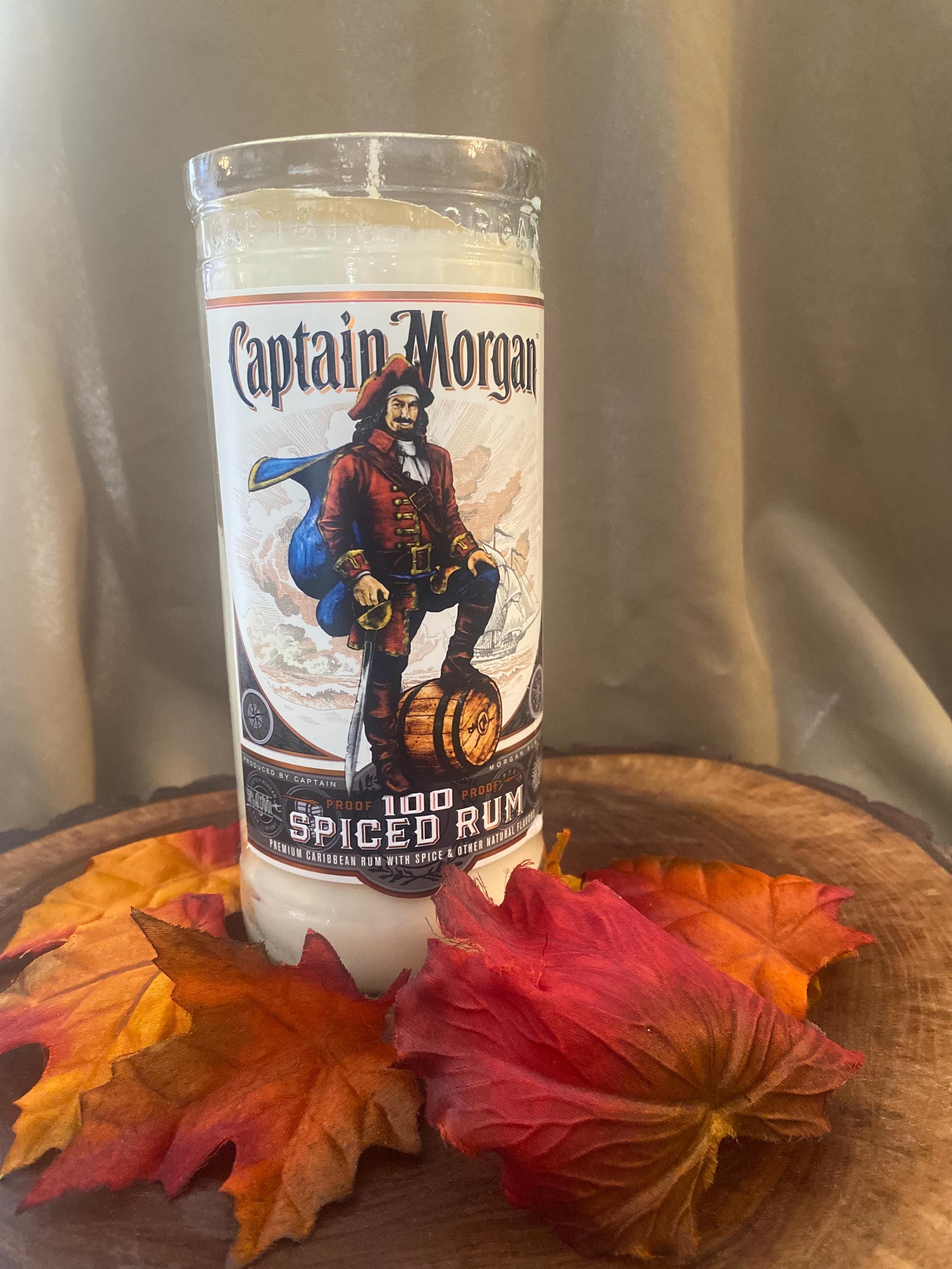 Morgan Cundle Upcycled Captain Morgan Spiced Rum Bottle (color) Candle | Eco-chic ...