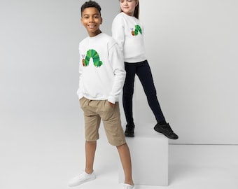 Die sehr hungrige Raupe, süßes Familien-Shirt, Unisex für Kinder Jugend Sweatshirt mit Rundhalsausschnitt