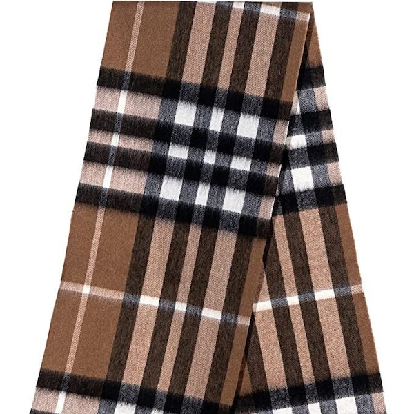 Edinburgh Cashmere 100% Pure Lambswool 30x175cm Extra Fine Large Scarf Featured in Vogue, GQ, Tatler Grazia | Winter Wear Apparel, Chocolate