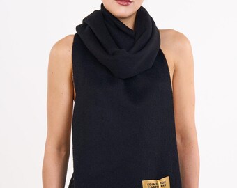 Scarf Plain Black 100% Pure Lambswool