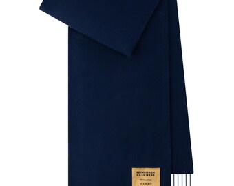Plain Merino Wool Scarf Navy 135