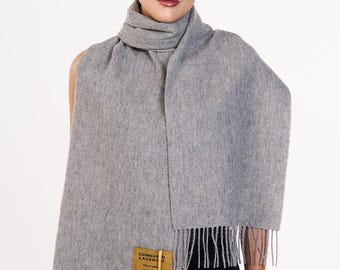 Scarf Plain Grey 100% Pure Lambswool