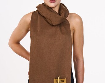 Scarf Plain Brown 100% Pure Lambswool