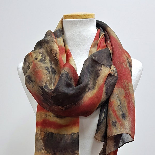 Hand  Tiedye Tencel Mesh scarf / Wine Beige Charcoal Colors / Natural fiber/ Soft to the skin