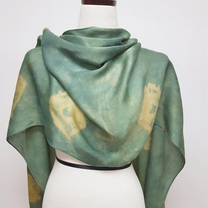 Natural Indigo Silk Satin Scarf / Natural hand dyed / Natural Indigo + Gardenia seeds  Tie dye