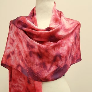 Hand dyed silk scarf/ Indi Red  Blue color